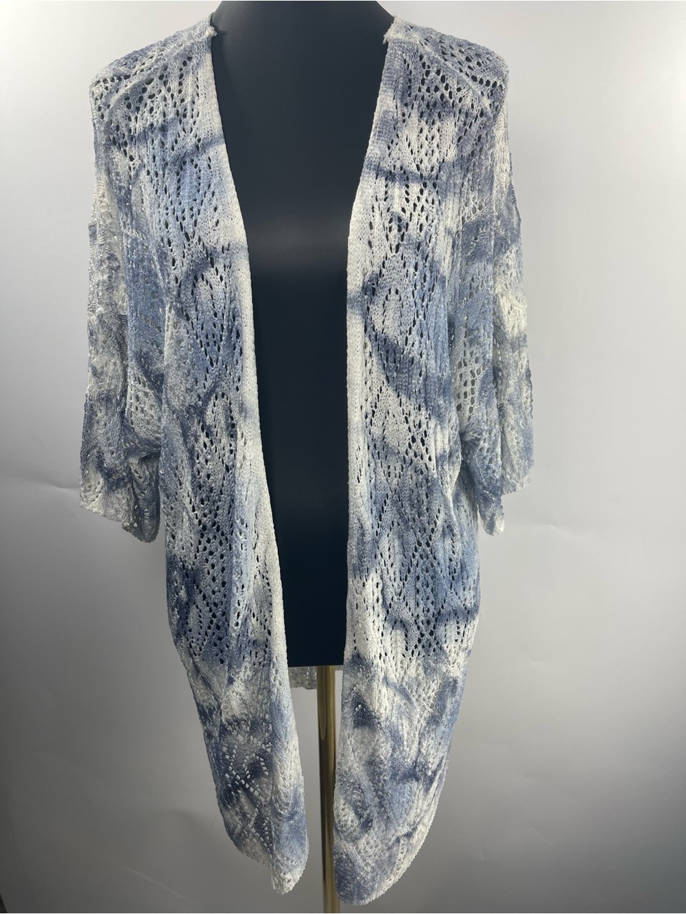 POL Splash of Wash Color Lagenlook Festival Oversized Crochet Small Cardigan
